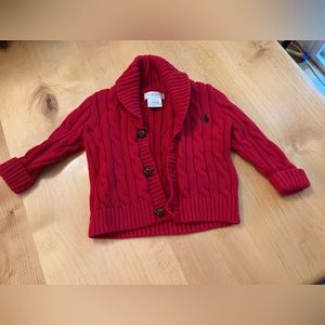 Ralph Lauren Baby boys red cable knit cardigan
